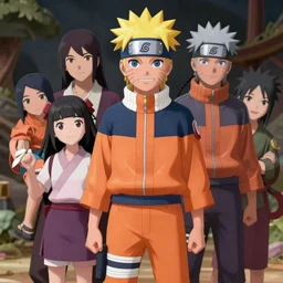 Render of Naruto Uzumaki\'s grandson Charuto and his family, highly detailed, trending on Artstation, Unreal Engine 4k