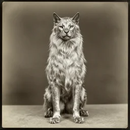 snarf from thundercats, portrait, full body, symmetrical features, silver iodide, 1 8 8 0 photograph, sepia tone, aged paper, sergio leone, master prime lenses, cinematic