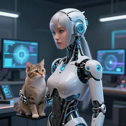 a cybernetic female humanoid hybrid of a super computer and cat trending on artstation deviantart pinterest detailed realistic high resolution hd 8 k