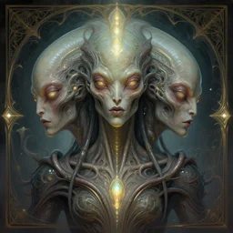 symmetry!! portrait of grotesque alien, sci - fi, glowing lights!! intricate, elegant, highly detailed, digital painting, artstation, concept art, smooth, sharp focus, illustration, art by artgerm and greg rutkowski and alphonse mucha, 8 k