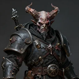 cultist of chaos with horns on his face. scars, mutations, alterations from darkness. dressed in a ripped robe. warhammer style, character concept art, sharp detailed face, extremely high details, artstation contest winner, masterpiece, art by slawomir maniak, chris rahn