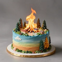 bibpday cake on fire