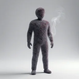 man made of smoke particles octane render