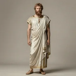 bearded prince benedict cumberbatch, wearing toga, full body, front view, neutral background, intricate, elegant, highly detailed, digital painting, artstation, concept art, sharp focus, illustration, art by aleksi briclot, rutkowski, mucha