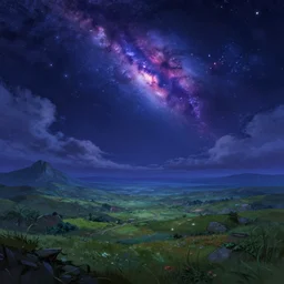 fantasy landscape artstation vibrant night sky