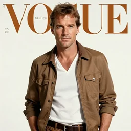 indiana jones. studio photo in the 7 0's. vogue magazine cover with text. highly detailed
