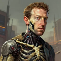 borderlands 3 !!! zuckerberg! cell shaded! scary head portrait of half endoskeleton zuckerberg! cyborg as Borderlands 3 concept art, llustration, postapocalyptic grunge, concept art by Laurie Greasley, highly detailed, sharp focus,alien, HQ, 4K ,art by Laurie Greasley