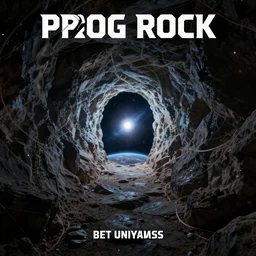 prog rock album cover design illustrating a portal to a distant universe