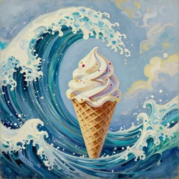 ice cream tidal wave, intricate oil painting by greg rutkowski, trending on artstation
