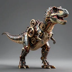A steampunk tyrannosaurus, cogs and wheels, mechanical hydraulics, epic composition, volumetric lighting, 8k, octane render, trending on ArtStation