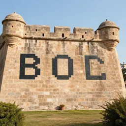a fortress with the letters pixel written on it
