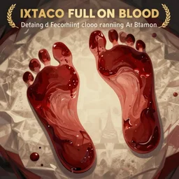 footprints full of blood, detailed award-winning digital 2d fantasy art, trending on ArtStation