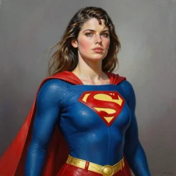 ultra realistic portrait painting of supergirl in justice league, art by frank frazetta, 4 k, ultra realistic, highly detailed, epic lighting.