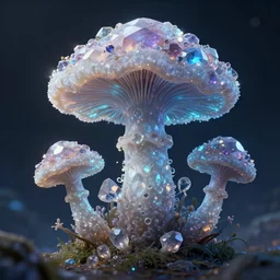 a fungus made of crystal gems, fantasy art