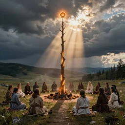 shamanic solstice celebration, summer, winter, art by greg rutkowski