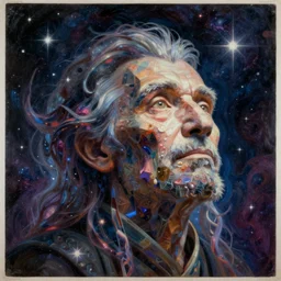 beautiful oil painting with high detail of a wise Space ent made of stars and plasma, hybrid from dungeons and dragons and art direction by James Cameron ;by artgerm; wayne reynolds art station; cinematic quality character render; low angle; ultra high quality model; production quality cinema model; Escher nested geometry jaw