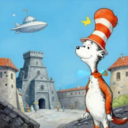 wieliczka salt mine in the style of dr. seuss, starships, painting by thomas cole