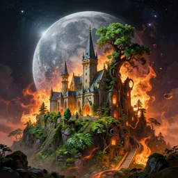 epic professional digital art of 🍃 🛥 🌕 🏘 🔥, best on artstation, cgsociety, wlop, cosmic, epic, stunning, gorgeous, much detail, much wow, masterpiece