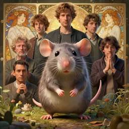 highly detailed vfx portrait of a cute little rat, unreal engine, greg rutkowski, loish, rhads, beeple, makoto shinkai and lois van baarle, ilya kuvshinov, rossdraws, tom bagshaw, alphonse mucha, global illumination, detailed and intricate environment