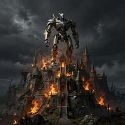 beautiful secret city of the elves gondolin on top of a mountain, magical gloomy mystical. by konstantin razumov, fractal flame, chiaroscuro, highly detailded, mech robot