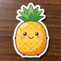die cut sticker of anime chibi smiling pineapple