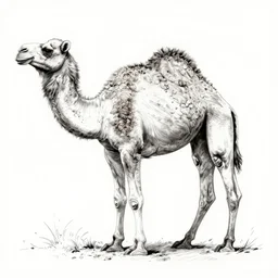 detailed line drawing of a camel