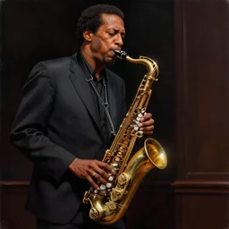 john coltrane playing sax in a dark corner, intricate, elegant, highly detailed, digital painting, artstation, concept art, smooth, sharp focus, illustration, art by wlop, mars ravelo and greg rutkowski