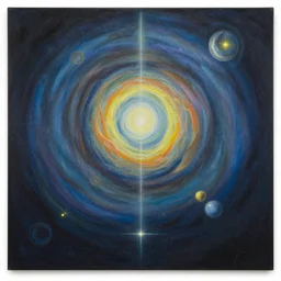 a visual depiction of astral projection, large scale painting by robert mccall and vladimir kush