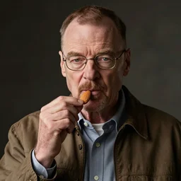 walter white eating almond, photography,
