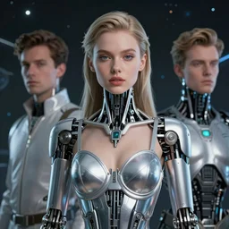retrofuturistic portrait of a beautiful girl retro bionic humanoid, silver bra, space graphics in background, quint buchholz, wlop, dan mumford, artgerm, liam brazier, peter mohrbacher, raw, featured on artstation, octane render, cinematic, elegant, intricate, 8 k