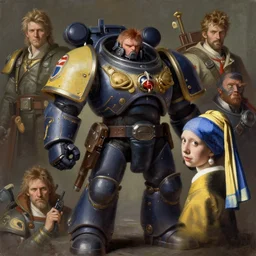 full character portrait max mad cyberpunk warhammer 4 0 k, medic sapper not the girl with the pearl earring character design, painting by gaston bussiere, katsuya terada, wyeth, greg rutkowski, craig mullins, ( ( ( ( ( vermeer ) ) ) ) ), zorn, frank frazetta, mucha, tom of finland, trending on artstation, rockwell