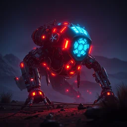 burrower machine mecanical creature robot of horizon forbidden west horizon zero dawn bioluminiscence global illumination ray tracing hdr fanart arstation by ian pesty and alena aenami artworks in 4 k