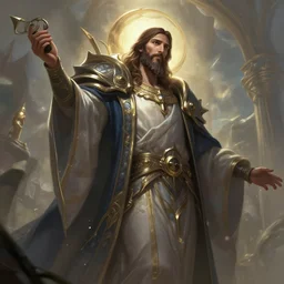 jesus christ character concept art, digital illustration, trending on artstation, intricate details, epic composition, sharp focus, 8 k uhd, masterpiece, league of legends splash art