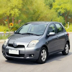 a pointilliest painting of a grey toyota yaris 2008 1.3 sol