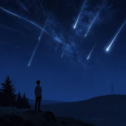 ilya kuvshinov illustration of an amazing meteor shower