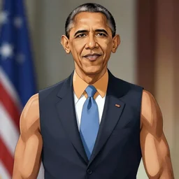 anime portrait of a muscular Obama