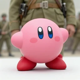 photo of kirby from nintendo, pink kirby, kirby from nintendo as a soldier ww1 era photograph