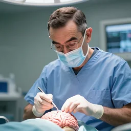 Mr Bean as a highly prolific neurosurgeon, doing brain surgery, Canon EOS 5D 35mm f1.8, trending on artstation, WLOP
