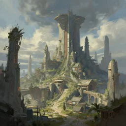 digital painting of fantasy city, sci-fantasy