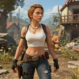 scarlett johanson in borderlands 3, tiny tina, screenshot, 4 k, unreal engine, raytracing