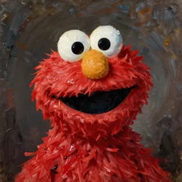 portrait of elmo from sesame street, oil painting by jan van eyck, northern renaissance art, oil on canvas, wet - on - wet technique, realistic, expressive emotions, intricate textures, illusionistic detail