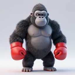 a gorilla wearing boxing gloves, character concept, 3 d character render