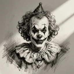 criminal sketch of a clown