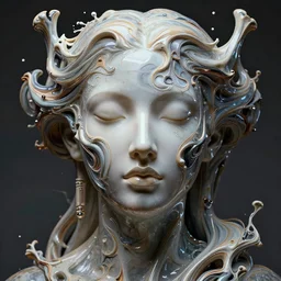 epic beautiful intricate and detailed concept art. abstract female face vivid liquid fluid. sculpture, no background, symetrical