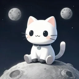 cute little robotcat sitting on the moon, fantasy, concept art, artstation, tyler edlin, feng zhu, jason chan, thomas karpi