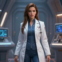 epic professional digital art of stunningly gorgeous female starship doctor, by leesha hannigan, iris van herpen, artstation, cgsociety, wlop, epic, much wow, much detail, gorgeous, detailed, masterpiece