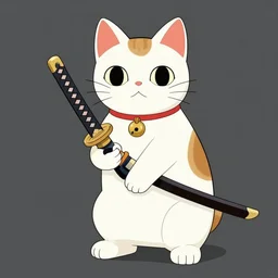 illustration of japan cat with katana by takato yamamoto, by yoshitoshi abe, by makoto shinkai