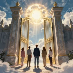 standing before the gates of heaven, by greg rutkowski, chris tulloch mccabe, valentina remenar and asher duran, digital art, concept art, trending on artstation