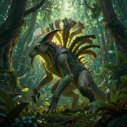 exotic creature, tropical forest, by ciruelo cabral, intricate, backlit, strong rim light, cover illustration, concept art, volumetric lighting, volumetric atmosphere, sharp focus, octane render, trending on artstation, 8k