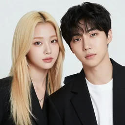 gorgeous blonde rina and handsome cute beautiful young man named shadow taehyung in his 2 0 s with short dark hair holding a teacup with matcha by ayami kojima, van gogh, alphonse mucha, artstation, digital art